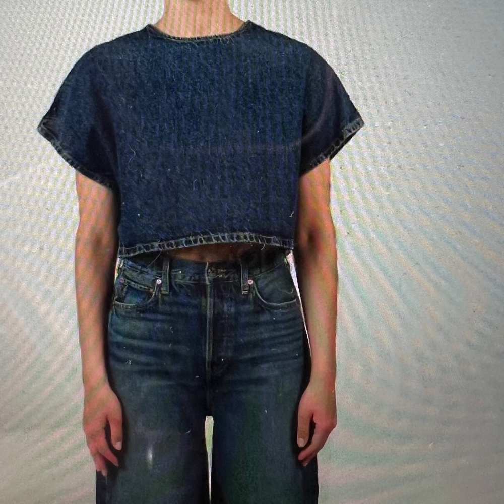 Etica Aire denim open back tee